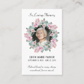 In Loving Memory写真フローラメモリアル祈りの言葉カード 名刺 (正面)