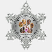 In Loving Memory写真ペット記念碑 – 黒 スノーフレークピューターオーナメント (正面)