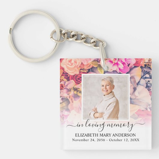 In Loving Memory写真明るいフローラメモリアル キーホルダー (正面)