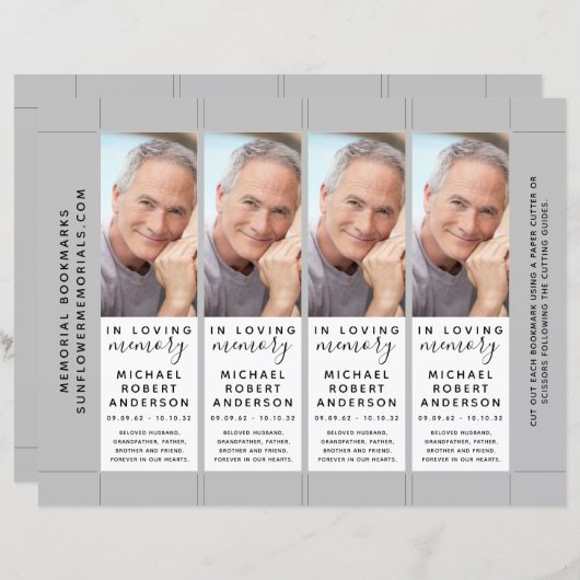 In Loving Memory写真葬儀ブックマークテンプレート (正面/裏面)
