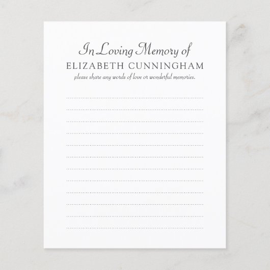 In Loving Memory写真葬儀出席カード (正面)