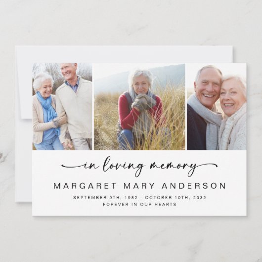 In Loving Memory写真葬儀悔やみや弔慰ありがとう カード (正面)