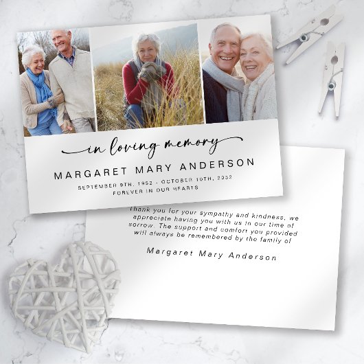 In Loving Memory写真葬儀悔やみや弔慰ありがとう カード