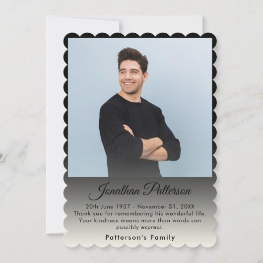 In Loving Memory写真葬儀悔やみや弔慰ありがとう サンキューカード (正面)