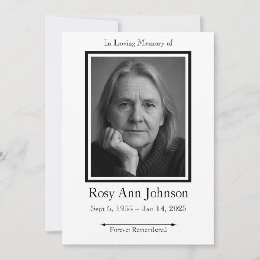 In Loving Memory写真葬儀招待状 招待状 (正面)