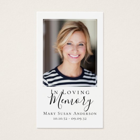 In Loving Memory写真葬儀祈りの言葉カード (正面)