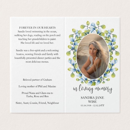 In Loving Memory写真葬儀祈りの言葉カード (外部フラット)