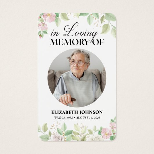 In Loving Memory写真葬儀祈りの言葉カード (正面)