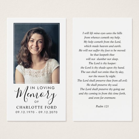 In Loving Memory写真葬儀祈りの言葉カード (正面&裏面)