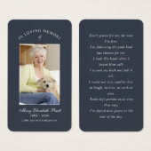 In Loving Memory写真葬儀祈りの言葉カード (正面&裏面)