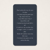 In Loving Memory写真葬儀祈りの言葉カード (裏面)