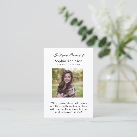 In Loving Memory写真葬儀祈りの言葉カード 名刺 (スタンド正面)