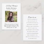 In Loving Memory写真葬儀祈りの言葉カード 名刺 (正面/裏面)