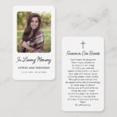 In Loving Memory写真葬儀祈りの言葉カード 名刺 (正面/裏面)