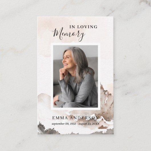 In Loving Memory写真葬儀祈りの言葉カード 名刺 (正面)