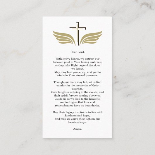 In Loving Memory写真葬儀記念祈りの言葉 名刺 (裏面)