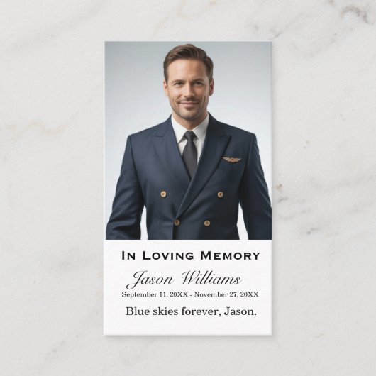 In Loving Memory写真葬儀記念祈りの言葉 名刺 (正面)