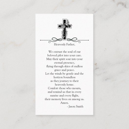 In Loving Memory写真葬儀記念祈りの言葉 名刺 (裏面)