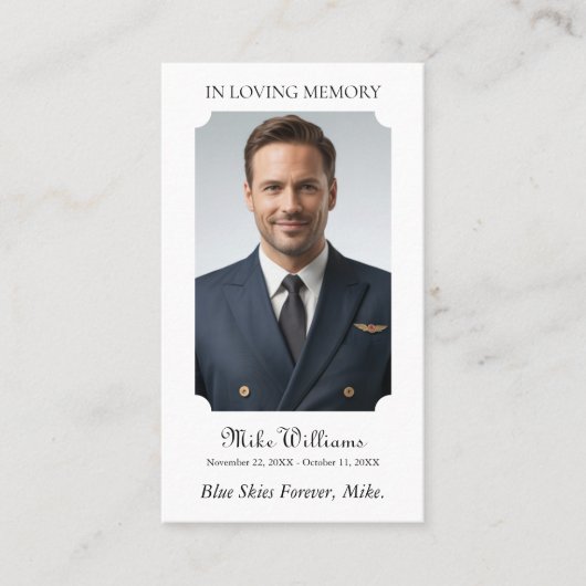 In Loving Memory写真葬儀記念祈りの言葉 名刺 (正面)