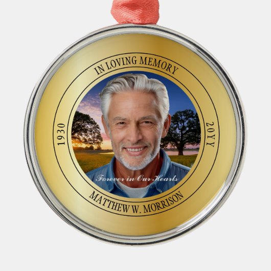 In Loving Memory写真記念キープサケ メタルオーナメント (正面)