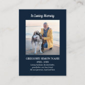 In Loving Memory写真青い葬式カード 名刺 (正面)