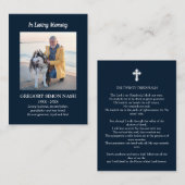 In Loving Memory写真青い葬式カード 名刺 (正面/裏面)