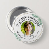 In Loving Memory緑モダンの写真追悼碑 缶バッジ (正面&裏面)