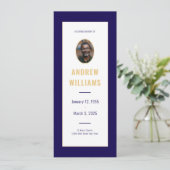 In Loving Memory葬儀フォトプログラムネイビー金ゴールド 招待状 (スタンド正面)