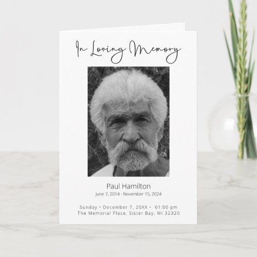 In Loving Memory葬儀プログラムの順番 プログラム (正面)