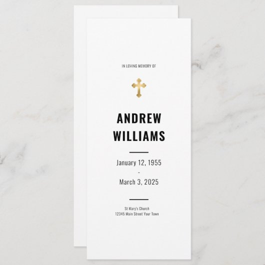 In Loving Memory葬儀プログラム白黒 招待状 (正面/裏面)