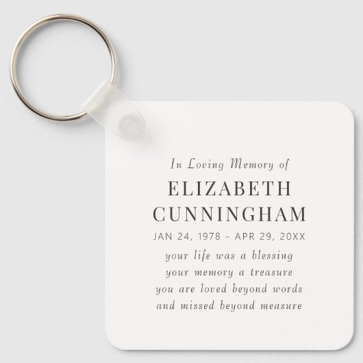 In Loving Memory記念モダン引用文 キーホルダー (正面)