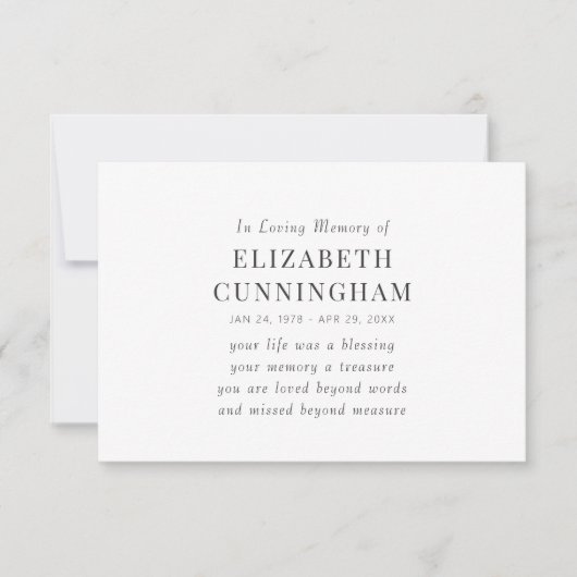 In Loving Memory記念モダン引用文 案内状 (正面)