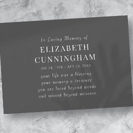 In Loving Memory記念モダン引用文 案内状