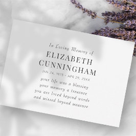 In Loving Memory記念モダン引用文 案内状
