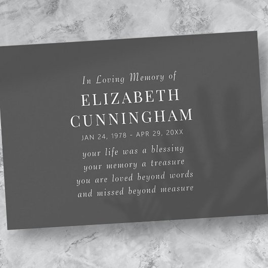 In Loving Memory記念モダン引用文 案内状