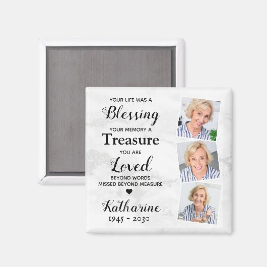 In Loving Memory記念悔やみや弔慰カスタム3写真 マグネット (正面/裏面)