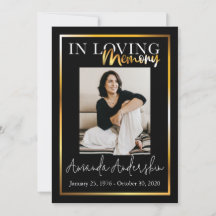 In Loving Memory金ゴールド葬儀記念写真