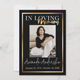 In Loving Memory金ゴールド葬儀記念写真 招待状