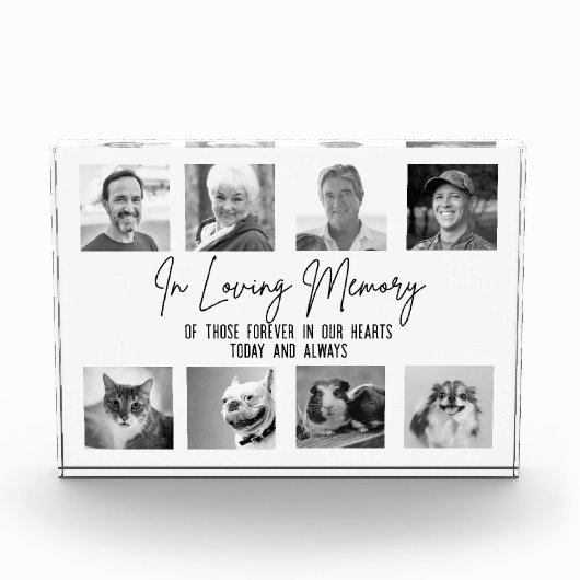 In Loving Memory カスタム8写真の結婚記念碑 フォトブロック (正面)