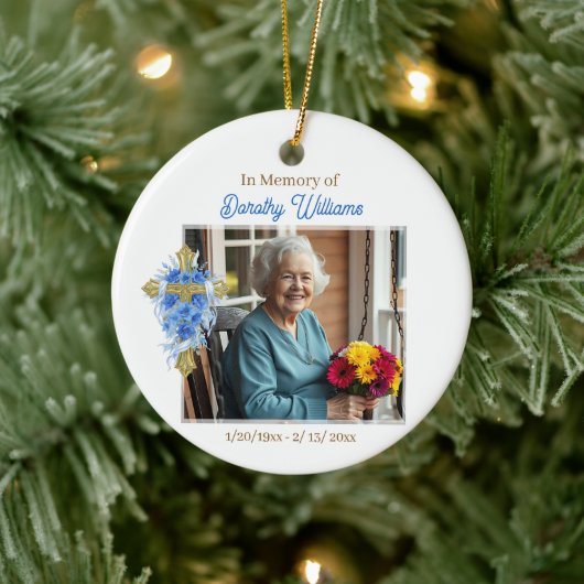 In Loving Memory | クリスマスの写真メモリアル セラミックオーナメント (ツリー)