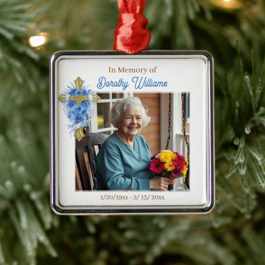 In Loving Memory | クリスマスの写真メモリアル メタルオーナメント (ツリー)