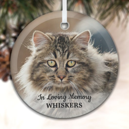 In Loving Memory - シンプルCat Photo Pet Memorial ガラスオーナメント