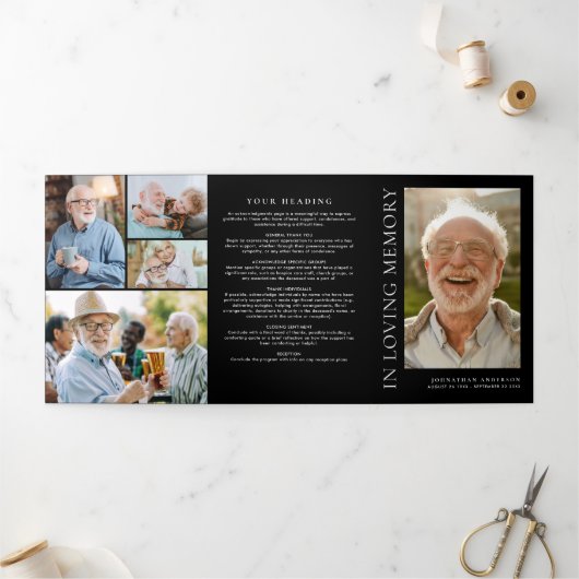 In Loving Memory モダン 9-Photo Memorial 三つ折りプログラム (外部)