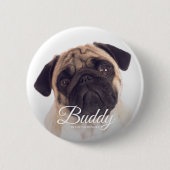 In Loving Memory モダン Name Photo Pet Keepsake 缶バッジ (正面)