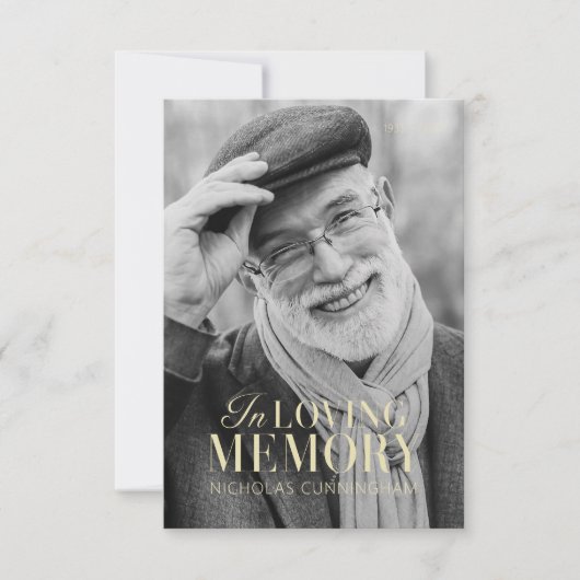 In Loving Memory モダン Photoエレガント Memorial サンキューカード (正面)