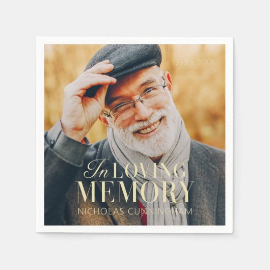 In Loving Memory モダン Photoエレガント Memorial スタンダードカクテルナプキン (正面)