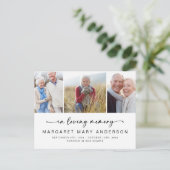 In Loving Memory 3 Photo Funeral Thank You ポストカード (スタンド正面)