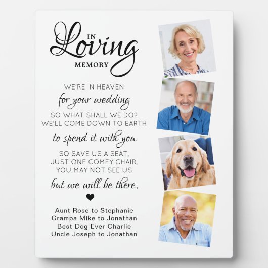 In Loving Memory 4フォト天国結婚の記念碑 フォトプラーク (正面)