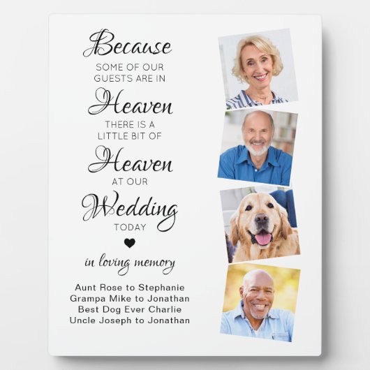 In Loving Memory 4フォト天国結婚の記念碑 フォトプラーク (正面)