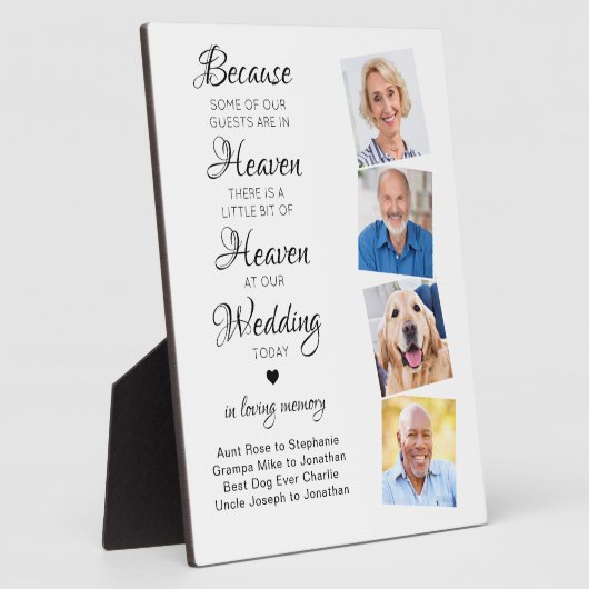 In Loving Memory 4フォト天国結婚の記念碑 フォトプラーク (側面)
